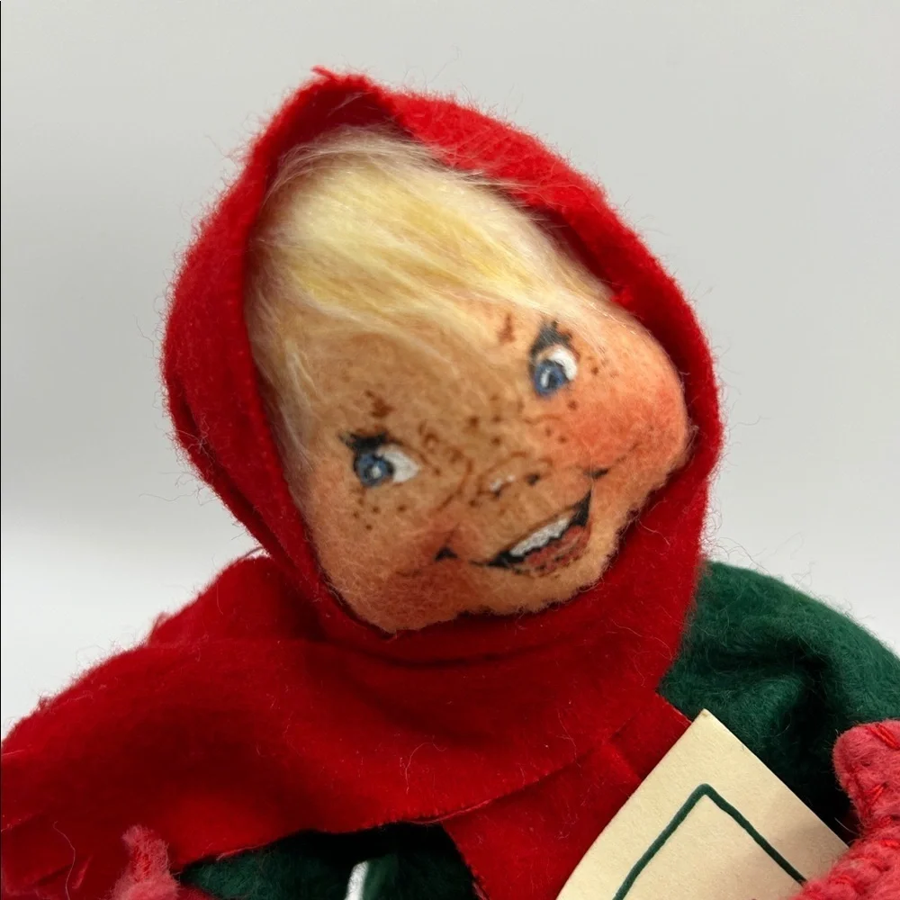 Annalee Doll with Red Scarf and Plaid Skirt